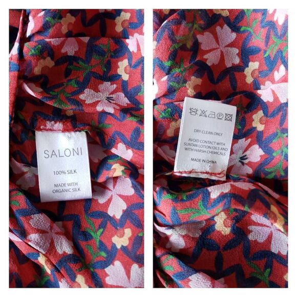 Saloni Pixie Silk Chiffon Floral Print Ruffled Mini Dress Size 6 Pink Red - Picture 15 of 16